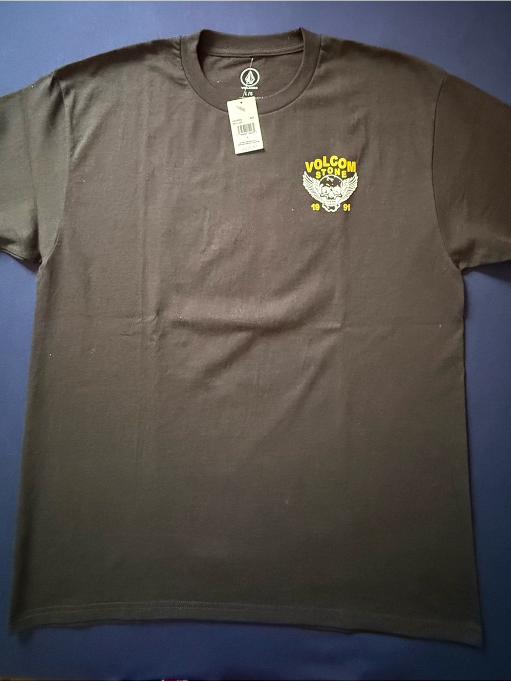 Volcom Black Short-Sleeve Tee with Yellow Logo